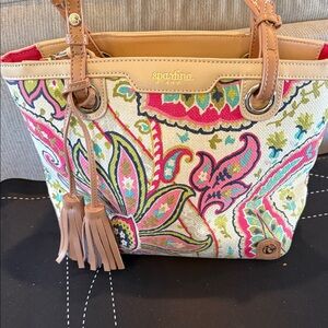 Spartina 449 Vibrant Floral Tote - Pink and Green